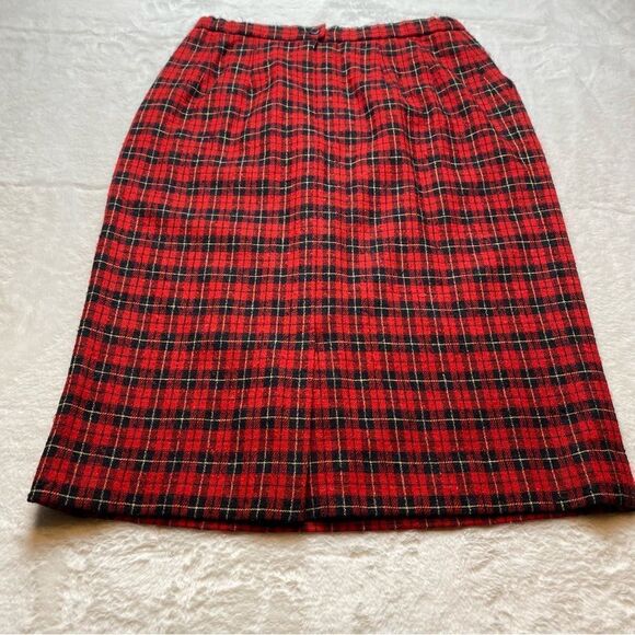 Pendleton Vintage 100% Wool Red, Black and Yellow Plaid A Line Skirt Size 12 - Picture 2 of 12